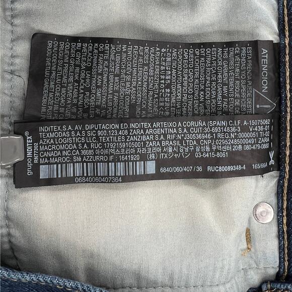 ZARA The Relaxed Boyfriend Jean Womens 26 Dark Blue Mid Rise Loose Straight - Picture 13 of 16